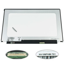 Матриця 15.6 NV156FHM-T01 touch (1920*1080, 40pin(eDP, IPS), LED, SLIM(без планок та вушок), глянець, роз'єм праворуч знизу) для ноутбука NBB-76956