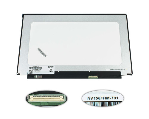 Матриця 15.6 NV156FHM-T01 touch (1920*1080, 40pin(eDP, IPS), LED, SLIM(без планок та вушок), глянець, роз'єм праворуч знизу) для ноутбука NBB-76956