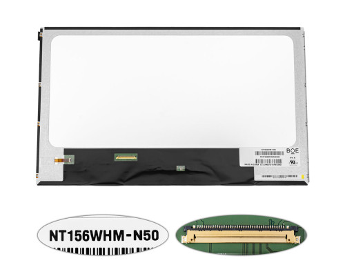 БЕЗКОШТОВНА ДОСТАВКА Матриця 15.6 NT156WHM-N50 (100% NEW) (1366*768, 40pin, LED, NORMAL, глянцева, роз'єм ліворуч знизу) для ноутбука NBB-89820