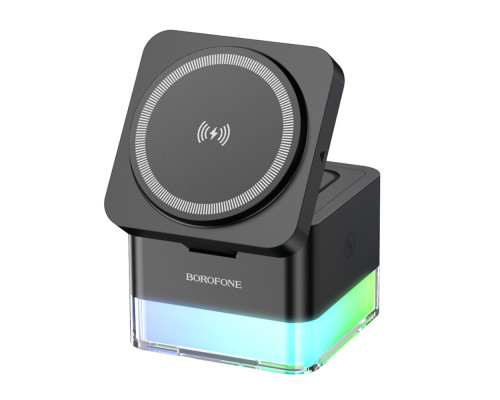 Бездротовий Зарядний Пристрій Borofone BQ34 3 in1 Magnetic 15W For iWatch Колір Чорний 6941991115691 ma35544_3346690