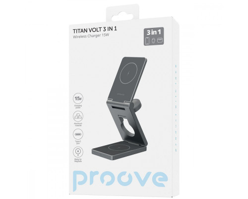 Бездротовий ЗП Proove Titan Volt 3 in 1 gray 2001001860301 6901113951767