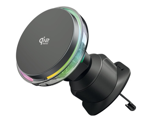 Автомобільний тримач з Бездротовим ЗП Proove Light Crystal Qi2.2 25W gray 2003000293234 6901116391539