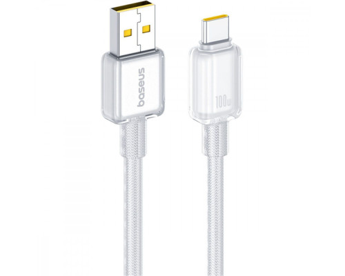 Кабель Baseus Crystal Fast Charging Data USB to Type-C (Car Charging Supported) 100W/7.5W (1m) white 2003000306835 6942521204892
