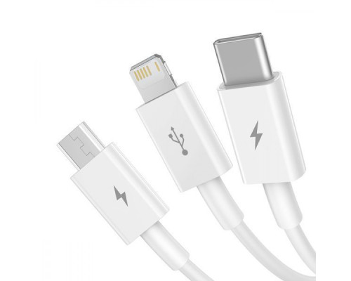 Кабель Baseus Superior Series Fast Charging 3-in-1 (Micro USB+Lightning+Type-C) 3.5A (1.5m) white