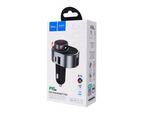 АЗП Hoco FM Launcher E72 Alegria 30W (2xUSB + Type-C) metal gray