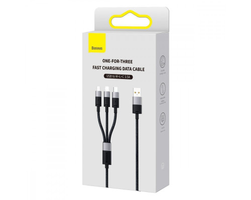 Кабель Baseus StarSpeed 1-for-3 Fast Charging (Micro USB+Lightning+Type-C) 3.5A 1.2m black 2003000272536 6932172622268