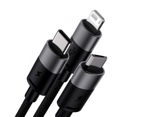 Кабель Baseus StarSpeed 1-for-3 Fast Charging (Micro USB+Lightning+Type-C) 3.5A 1.2m black 2003000272536 6932172622268