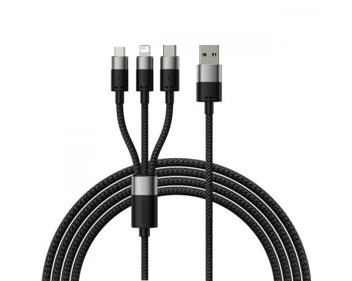 Кабель Baseus StarSpeed 1-for-3 Fast Charging (Micro USB+Lightning+Type-C) 3.5A 1.2m black 2003000272536 6932172622268