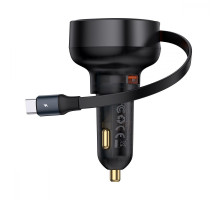 АЗП Baseus Enjoyment Pro Car Charger USB + Retractable Type-C Cable 60W black 2003000238525 6932172635817