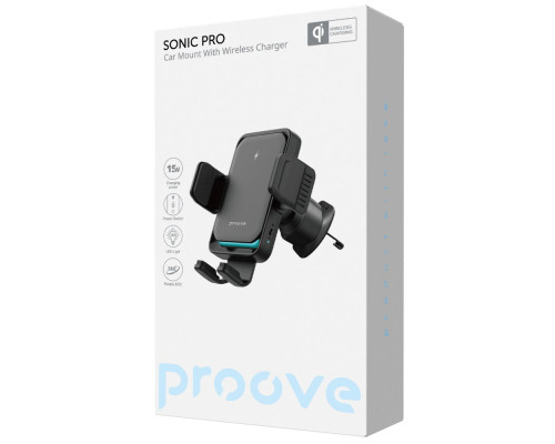 Автомобільний тримач з Бездротовим ЗП Proove Sonic Pro 15W black 2003000264470 6901117856143