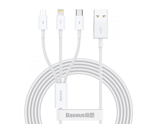 Кабель Baseus Superior Series Fast Charging 3-in-1 (Micro USB+Lightning+Type-C) 3.5A (1.5m) white