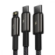 Кабель Baseus Tungsten Gold One-for-three Fast Charging Data 3-in-1 (Micro USB+Lightning+Type-C) 3.5 black