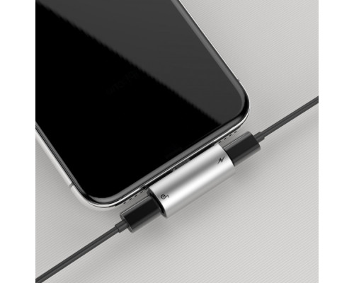 Перехідник AUX Baseus L46 Lightning to Lightning + Lightning silver/black