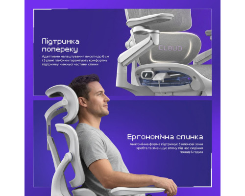 Ергономічне геймерське крісло Proove Gaming Cl0ud gray 2003000310191 6901118182814