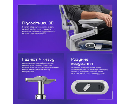 Ергономічне геймерське крісло Proove Gaming Cl0ud gray 2003000310191 6901118182814