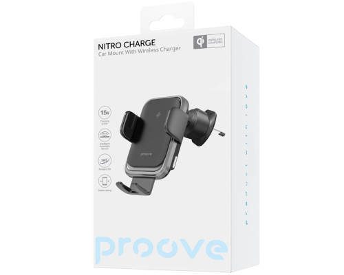 Автомобільний тримач з Бездротовим ЗП Proove Nitro Charge 15W matte black 2003000250619 6901111669909