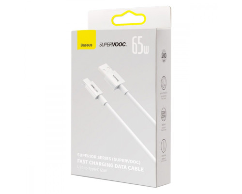 Кабель Baseus Superior Series (SUPERVOOC) Fast Charging Data Type-C 65W (2m) white 2001000810901 6932172612900