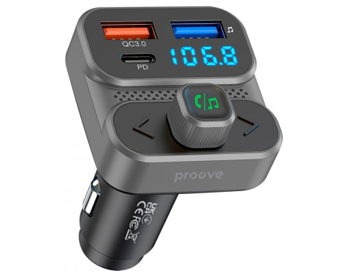 АЗП Proove FM Launcher Luxor SE 36W (PD+QC3.0) Type-C+USB gray 2003000160246 6901115314324
