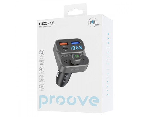 АЗП Proove FM Launcher Luxor SE 36W (PD+QC3.0) Type-C+USB gray 2003000160246 6901115314324