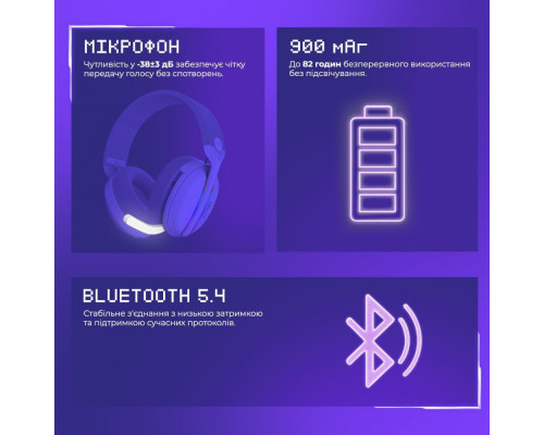 Бездротова ігрова гарнітура Proove Gaming Glimmer (APP) black/purple 2003000274387 6901114198345