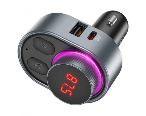 АЗП Hoco FM Launcher E72 Alegria 30W (2xUSB + Type-C) metal gray