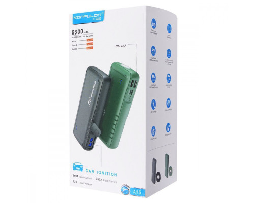 Пусковий Пристрій Jump Starter Konfulon A15 9600 mAh green