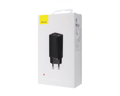 МЗП Baseus GaN2 Lite Quick Charger 65W (1 Type-C + 1 USB) black