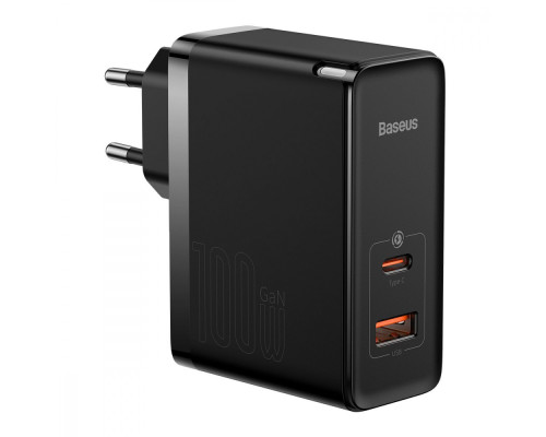 МЗП Baseus GaN5 Pro 100W (Type-C + USB) + Кабель Type-C + Type-C black