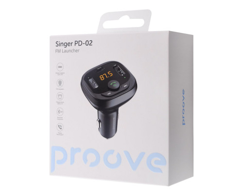 АЗП Proove FM Launcher Singer PD-02 2USB+Type-C black