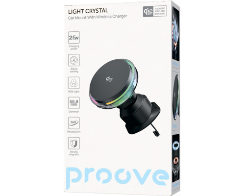 Автомобільний тримач з Бездротовим ЗП Proove Light Crystal Qi2.2 25W gray 2003000293234 6901116391539