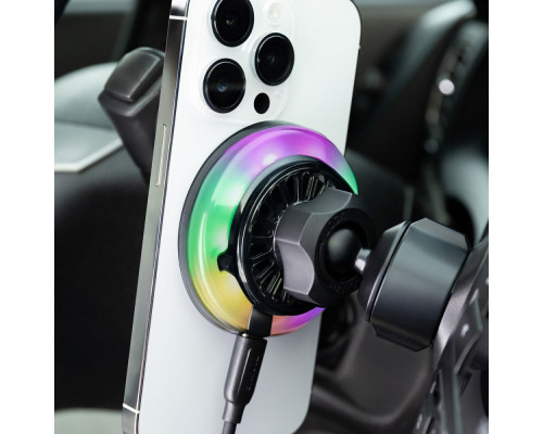 Автомобільний тримач з Бездротовим ЗП Proove Light Crystal Qi2.2 25W gray 2003000293234 6901116391539