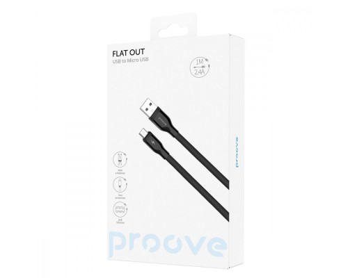 Кабель Proove Flat Out Micro USB 2.4A (1m) white