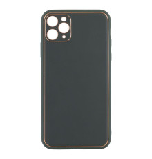 Чохол Leather Gold with Frame without Logo для iPhone 11 Pro Max Колір Navy Green 2020000264613