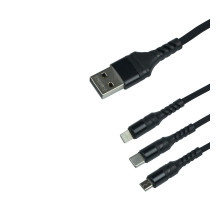 Кабель USB Remax RC-186 3-in-1 2.1A Колір Чорний 6954851204589