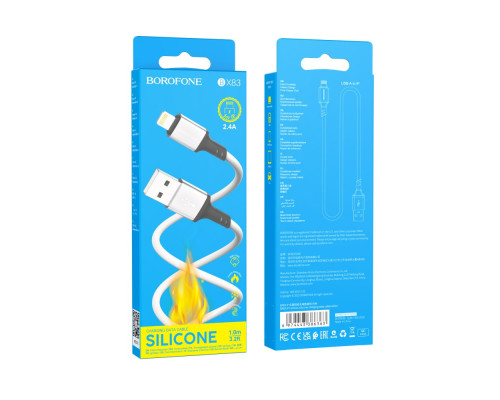 Кабель USB Borofone BX83 IP Silicone Lightning 2.4A Колір Чорний