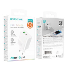 Мережевий Зарядний Пристрій Borofone BA75A Powerfull PD+QC 30W Колір Бiлий 6941991101083