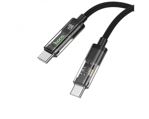 Кабель USB Hoco U116 Transparent 60W LED Indicator Type-C to Type-C 1.2m Колір Чорний