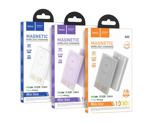 Універсальна Мобільна Батарея Power Bank Hoco Q22 Taurus 22.5W+PD20W magnetic digital display 10000mAh Колір Бiлий 6942007612159