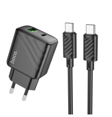 Мережевий Зарядний Пристрій Hoco CS23A 1USB/1USB-C PD/QC 30W+Type-C to Type-C Колір Чорний 6942007609968