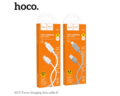 Кабель USB Hoco X107 Lightning 2.4A Колір Бiлий 6942007626262