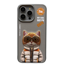 Чохол TPU+PC Nimmy 3D with Metal Buttons для iPhone 15 Колір Cat Grey 2020000410515