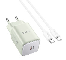 Мережевий Зарядний Пристрій Hoco N43 1USB-C PD/QC 30W GAN Type-C to Type-C Колір Зелений 6942007620260