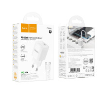 Мережевий Зарядний Пристрій Hoco C146A 1USB-C PD/QC 20W+Type-C to Type-C Колір Бiлий 6942007630269 ma35279_3345665