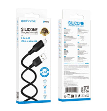 Кабель USB Borofone BX113 Silicone Micro 2.4A 2m Колір Чорний 6941991115493