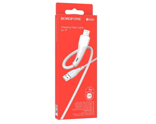 Кабель USB Borofone BX60 Superior Lightning 2.4A М'ята упаковка Колір Бiлий 2020000430735