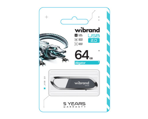 USB флеш-накопичувач Wibrand 64gb Aligator Колір Білий 4820124250367