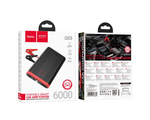 Універсальна Мобільна Батарея Hoco QS5 Jump Starter/Power Bank(6000mAh) 22.2Wh Колір Чорний 6942007643689 ma36841_3609344