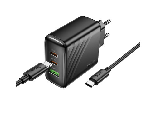 Мережевий Зарядний Пристрій Hoco CS26A 2USB-C/1USB PD/QC 45W+Type-C to Type-C Колір Чорний 6942007639828