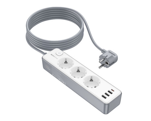 Мережевий Подовжувач Borofone BAC9 (PD20W/1C3A)(EU)(L=3M) Колір Бiлий 6941991116667 ma35771_3605169