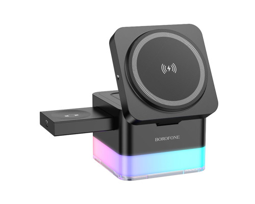 Бездротовий Зарядний Пристрій Borofone BQ34 3 in1 Magnetic 15W For iWatch Колір Чорний 6941991115691 ma35544_3346690